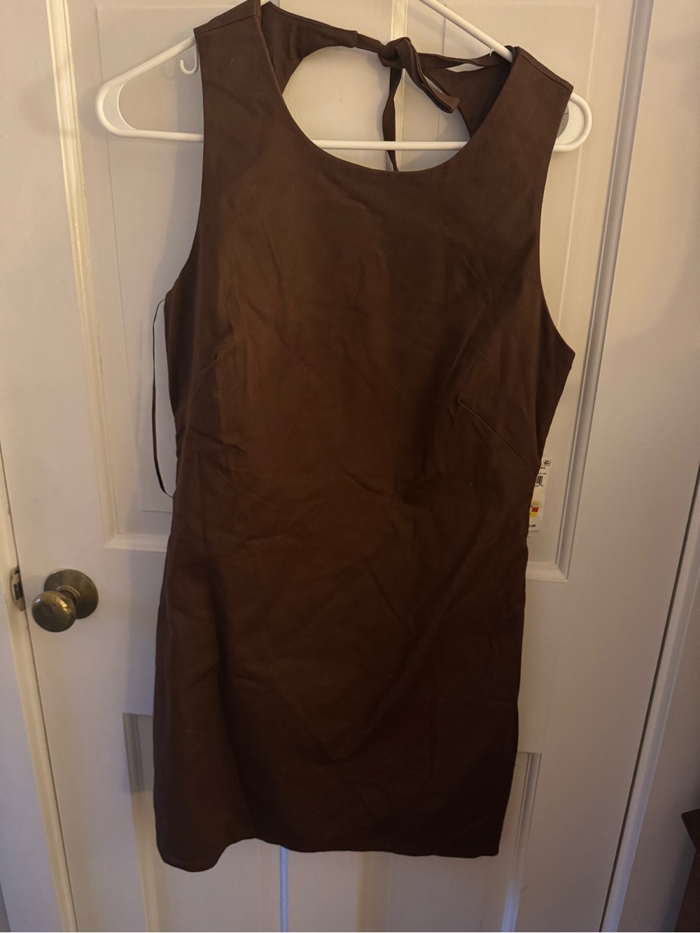 1. State Brown Tie-Back Mini Shift Dress